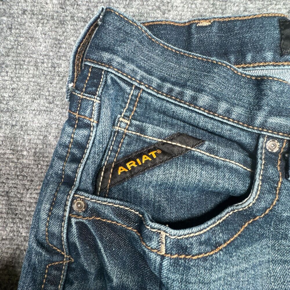 Ariat Rebar M5 31x32 Denim Jeans Men's Straight Leg Medium Wash Workwear - Picture 5 of 10